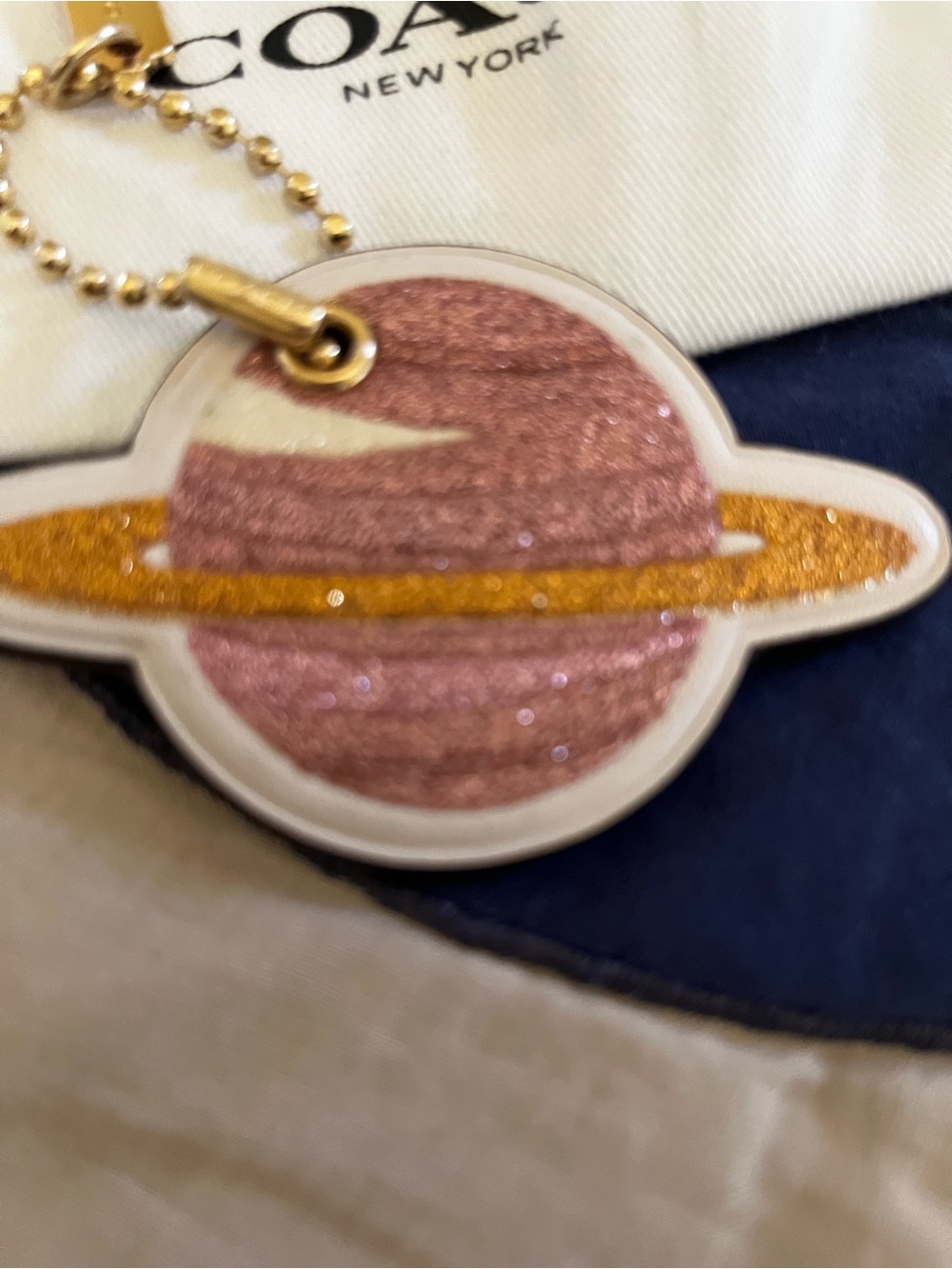Coach Glitter Planet Bag Charm — Pink & Gold Accents - Picture 2 of 12